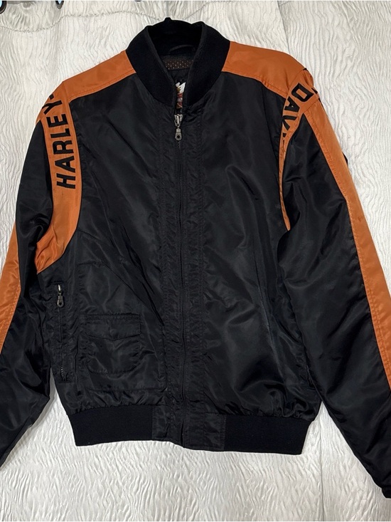 Harley-Davidson Other - Harley-Davidson Men’s Black and Orange Bomber / Riding  Jacket- Size Small